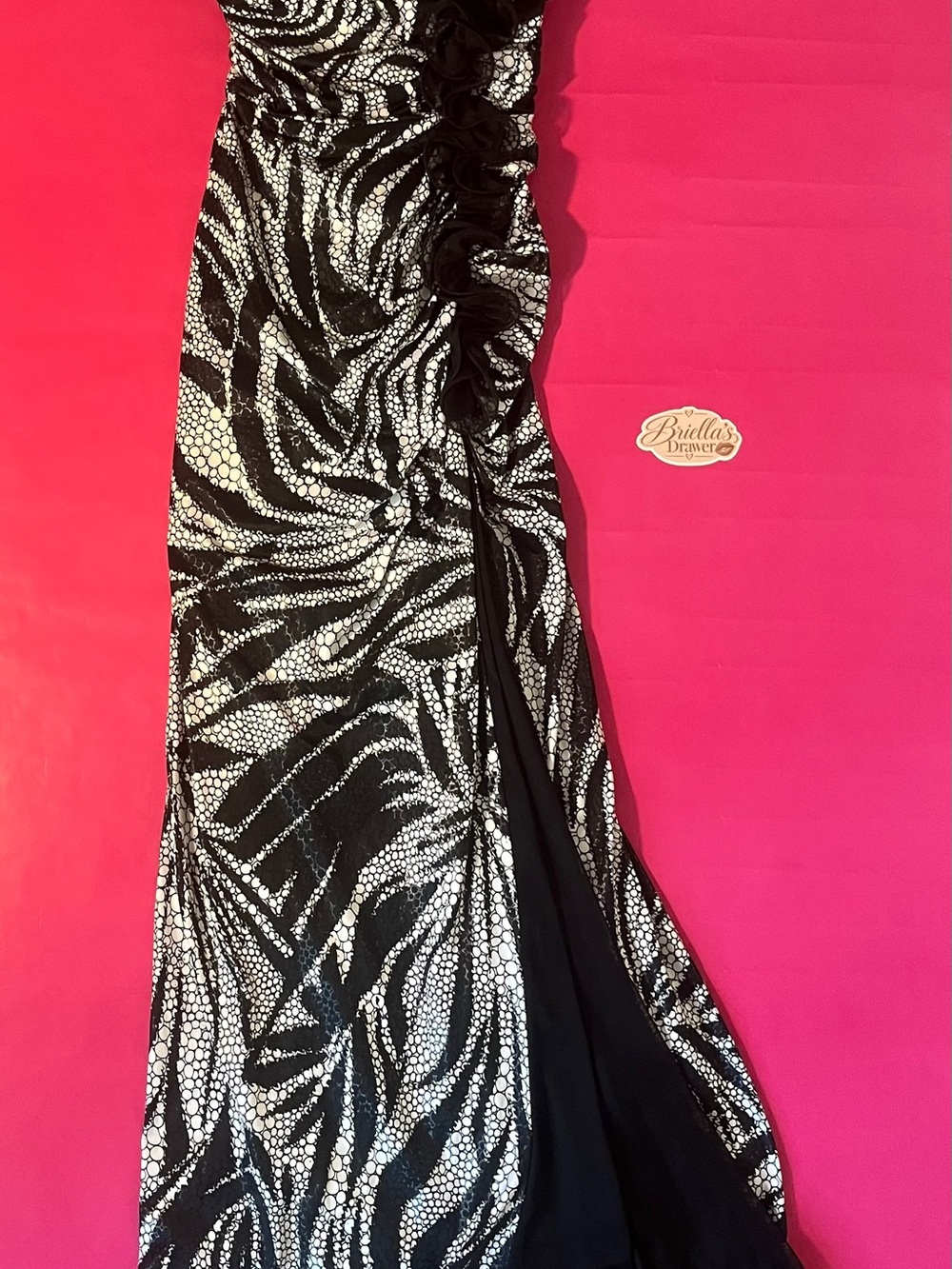 Fiesta Black & White Patterned One-Piece Swimdress with Ruffle Detail